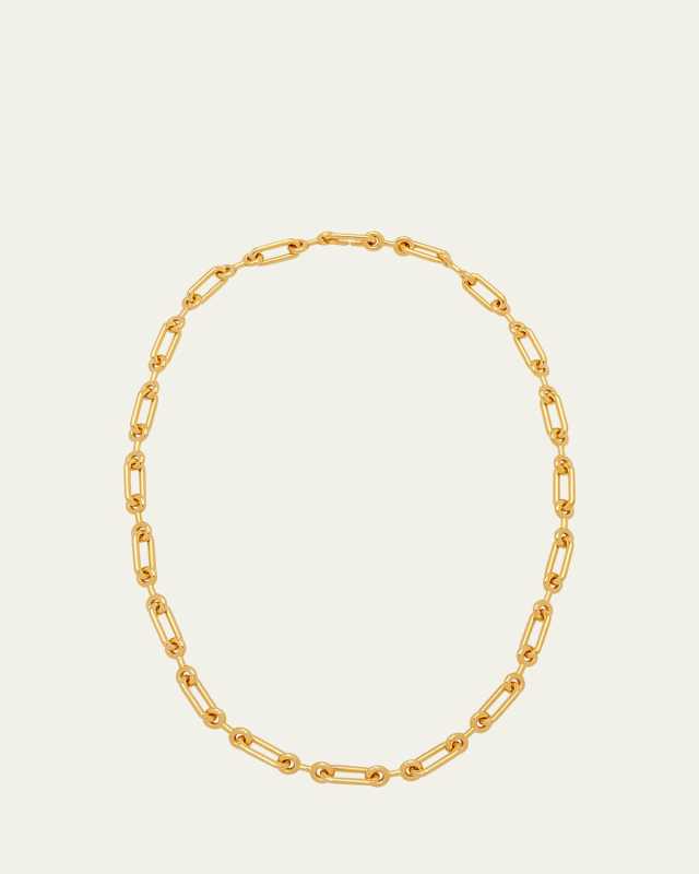 Petite Binary Chain Long Necklace in Gold Vermeil
